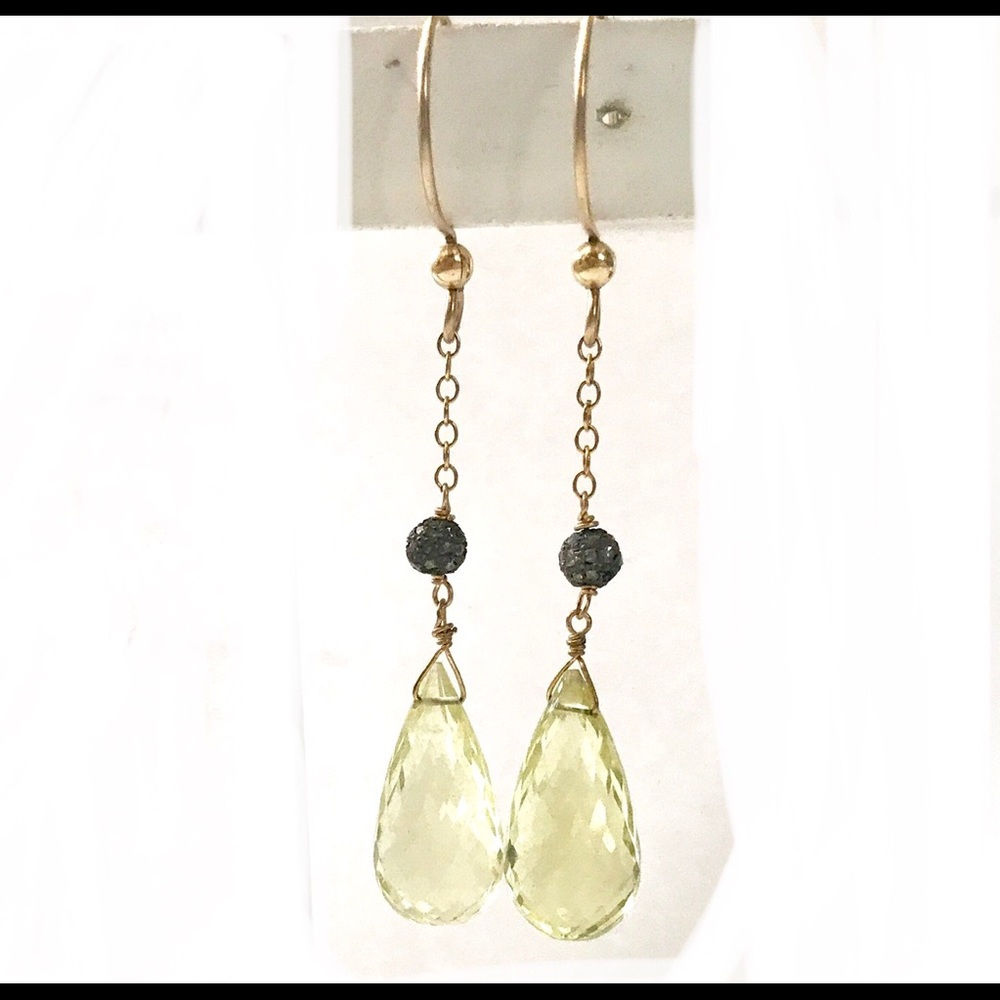 Diamond & Lemon Quartz Earrings